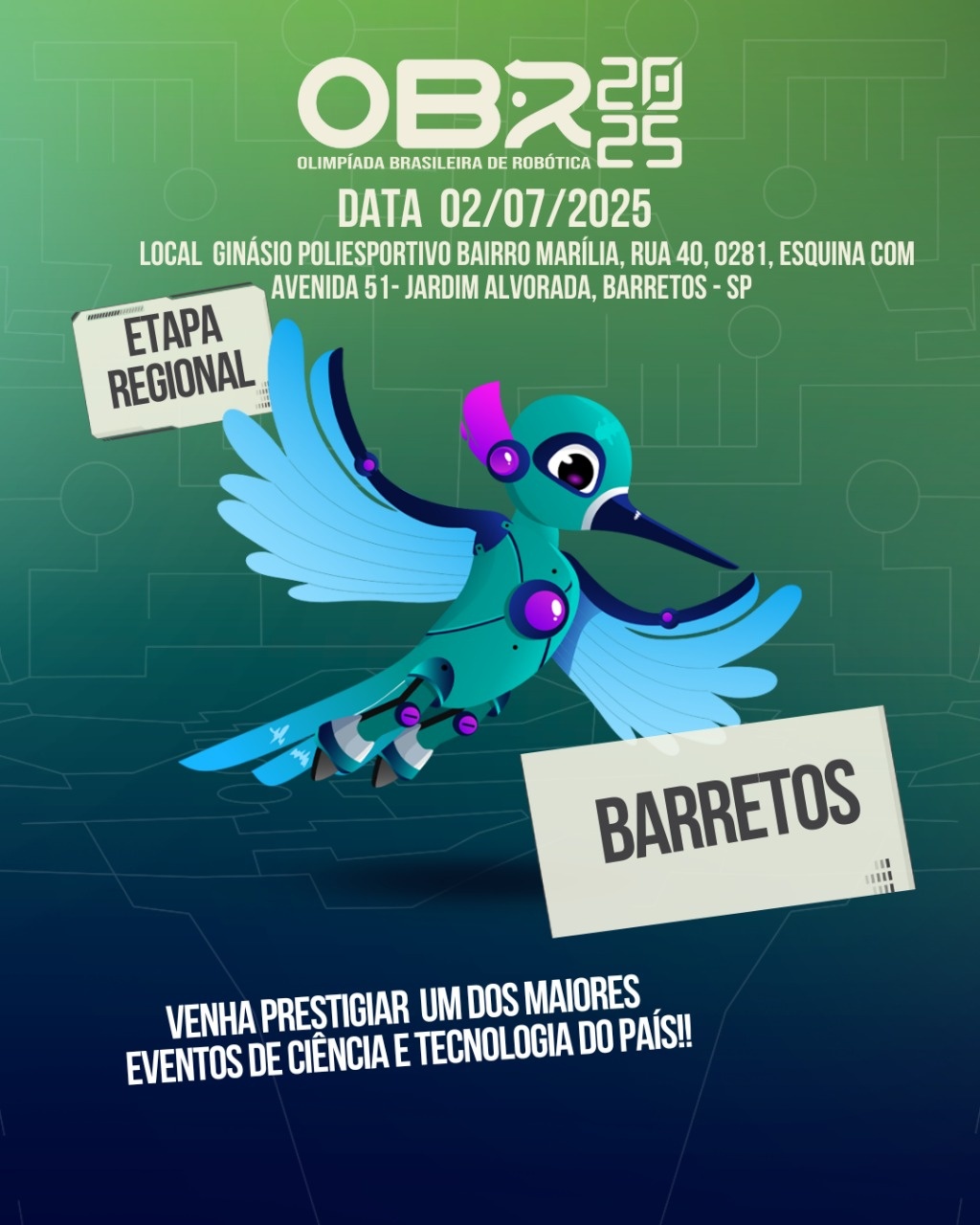 Read more about the article Barretos sedia etapa da Olimpíada Brasileira de Robótica 2025
